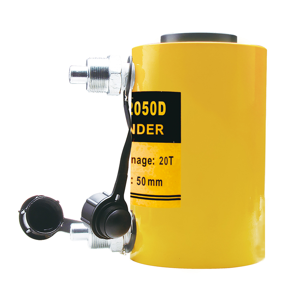 Gato de cilindro hidráulico de acción simple con émbolo hueco, cuerpo de acero de 20 T–60 T y 50 mm de carrera